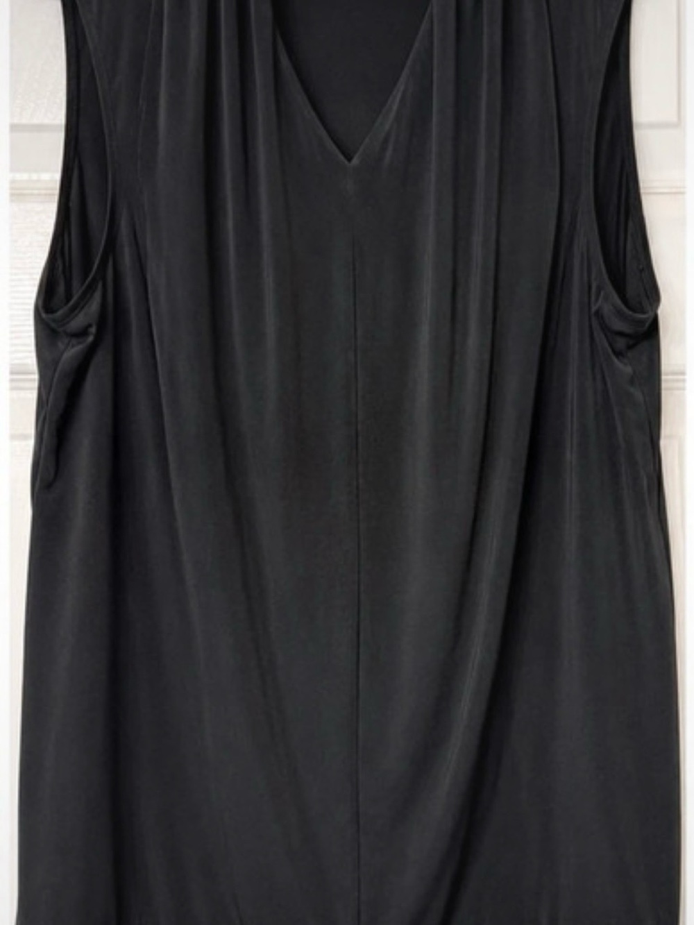 Black V-Neck Sleeveless Draped Neck Women's Top